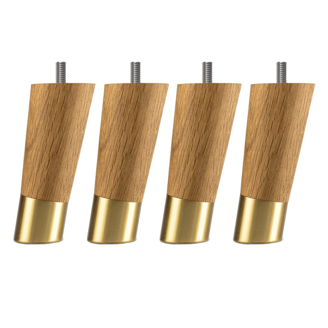 Ekens Runda svängda sängben ek/mässing Care of Beds