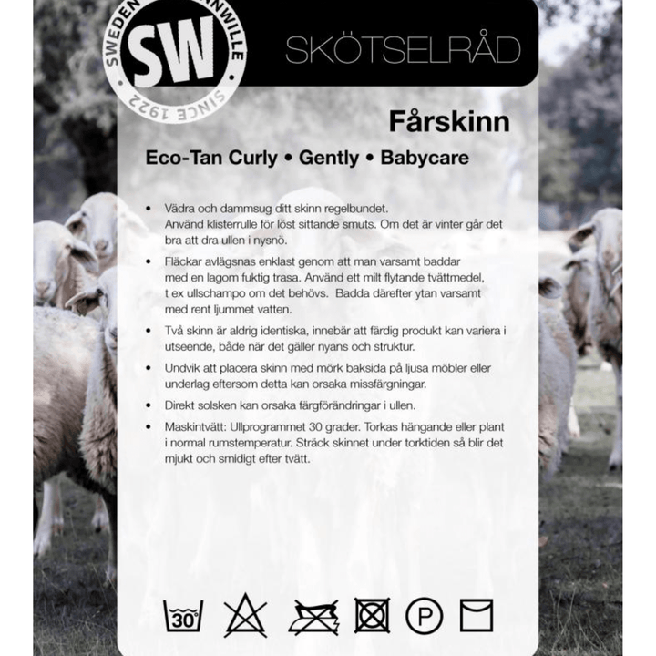 Skinnwille Curly Fårskinn - Mörkgrå Care of Beds