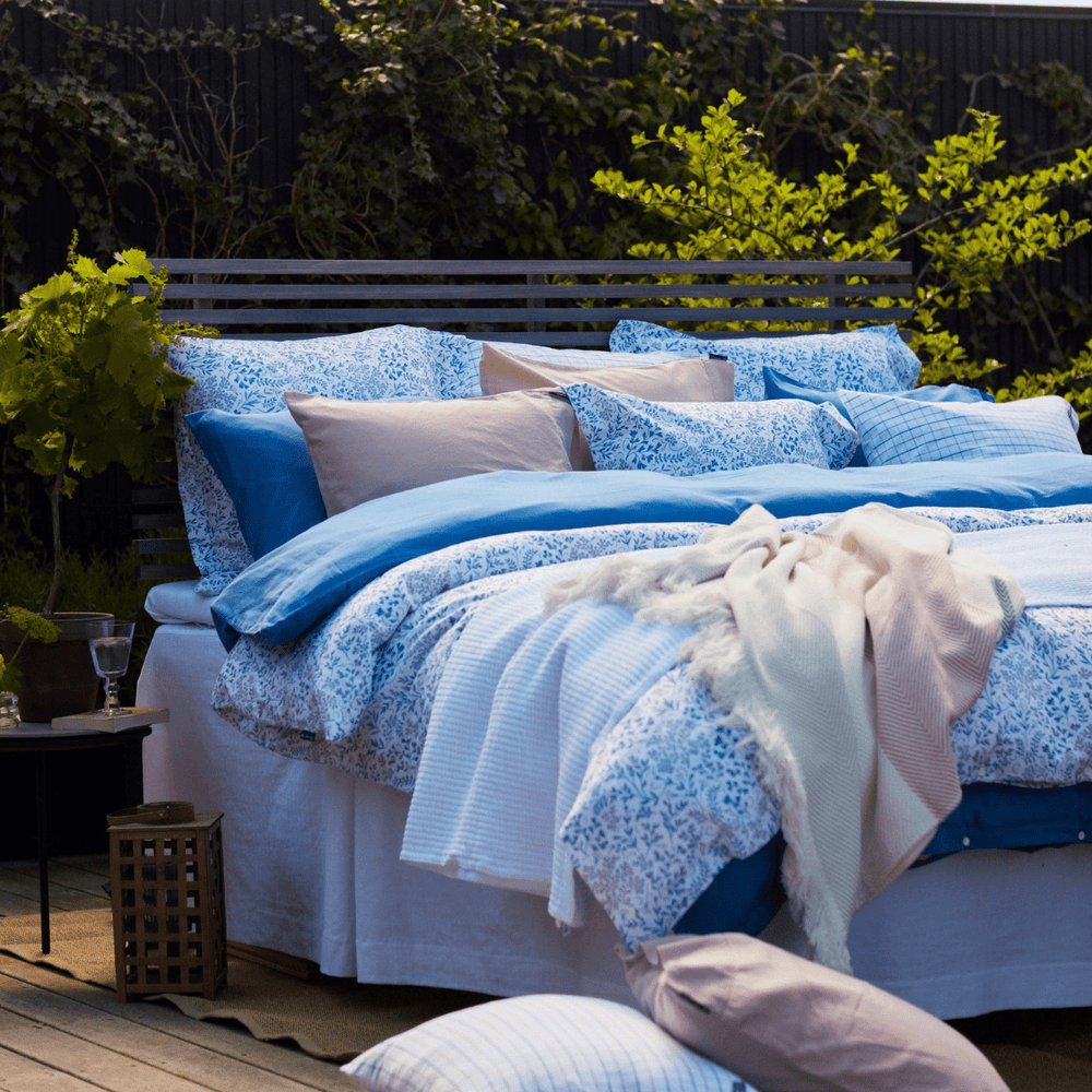 Lexington Blue Washed Cotton Sateen | påslakan | Care of Beds