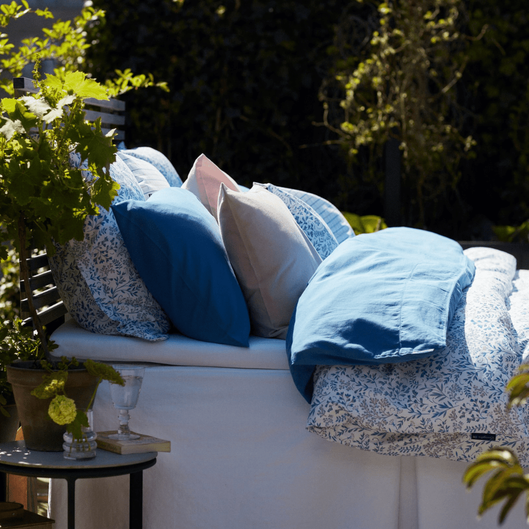 Lexington Blue Washed Cotton Sateen | påslakan | Care of Beds