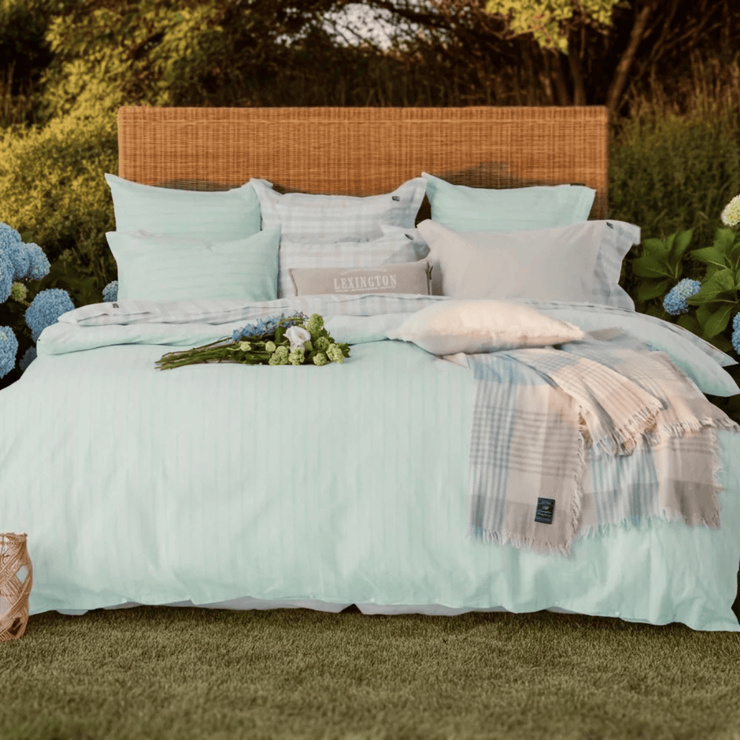 Lexington Striped Cotton Percale Påslakanset Care of Beds