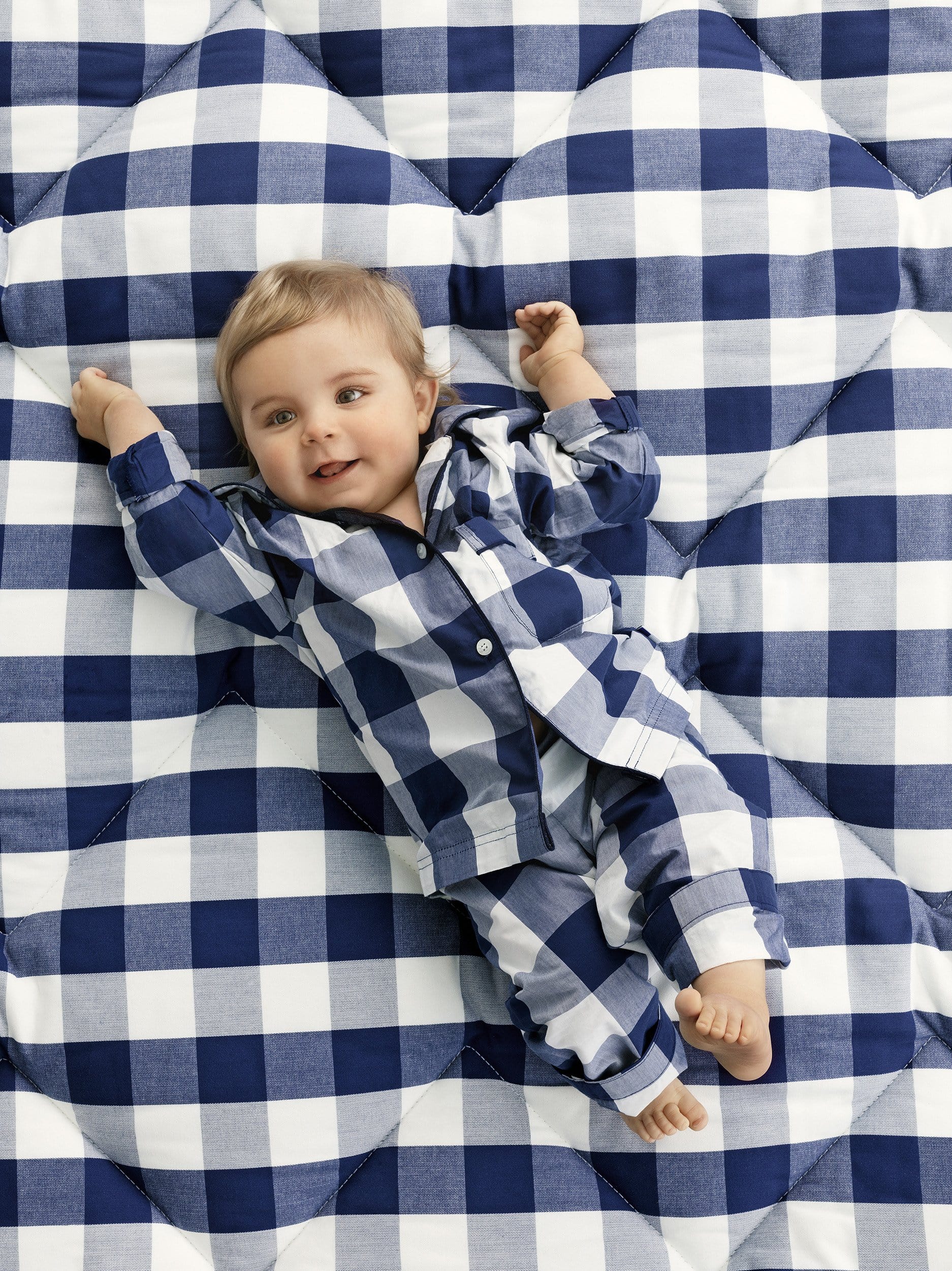 Hastens Blue Check Pyjamas Barn